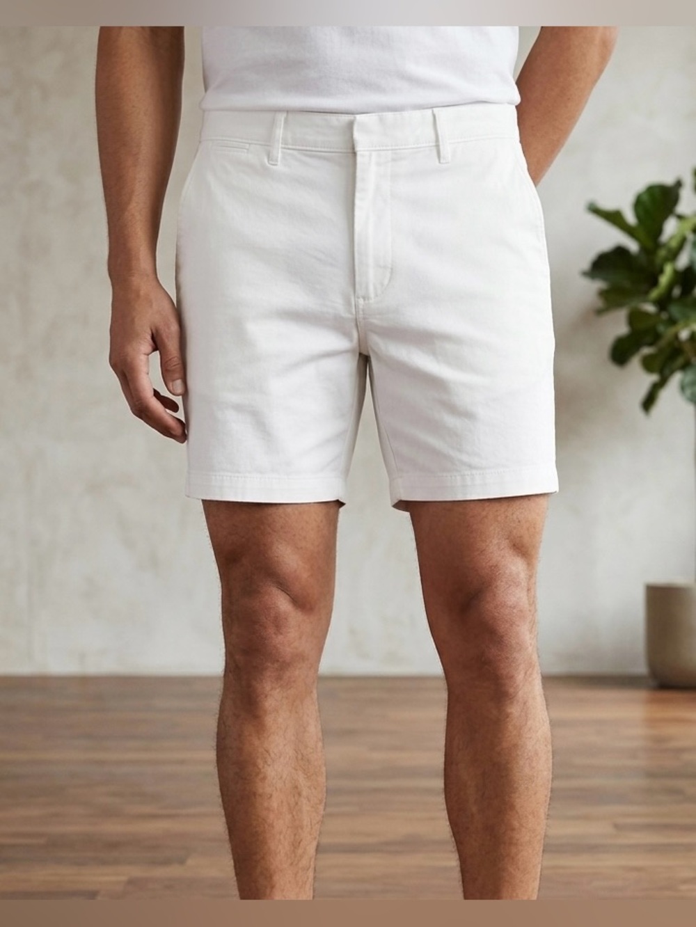 NWT Goodfellow & Co Men’s White Chino Shorts Size 36 Flat Front 5” Inseam Preppy